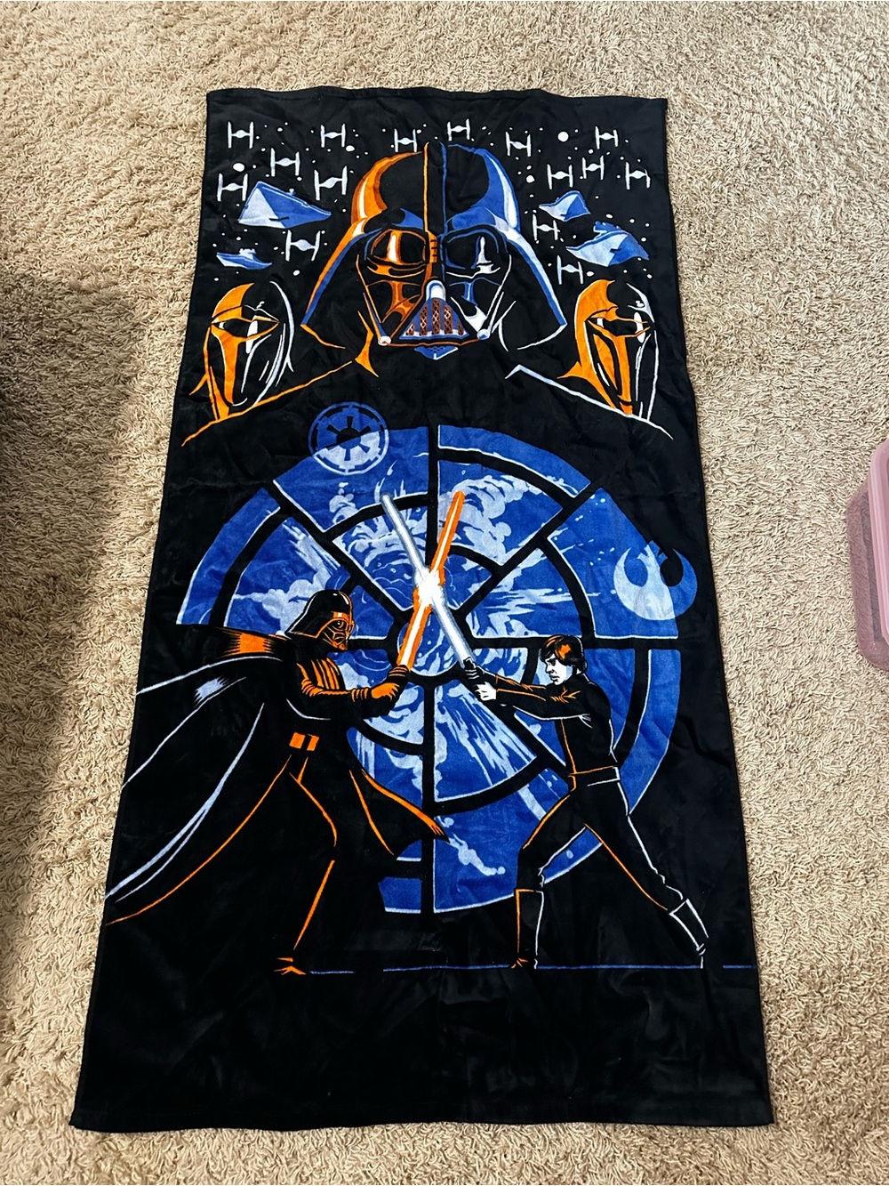 Star Wars Darth Vader vs Luke Lightsaber Beach Towel